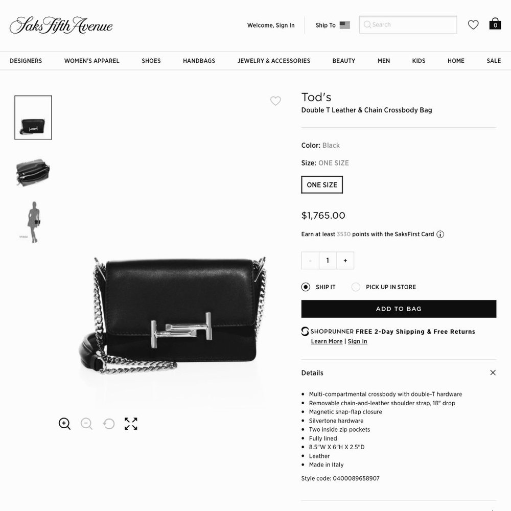 Tod’s Black Leather Double-T Crossbody Bag, Like New - Picture 13 of 13